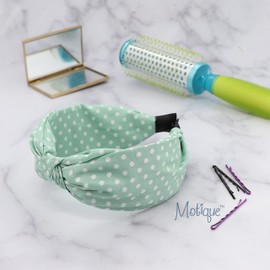 Motique Accessories Polka Dot Knotted Headbands for Women (Mint)