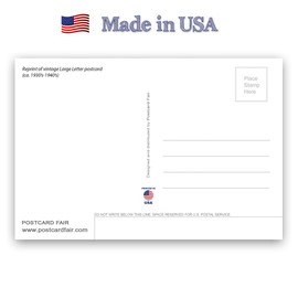 GREETINGS FROM MASSACHUSETTS vintage reprint postcard set of 20 identical postcards. Large letter US state name post card pack (ca. 1930's-1940's). Made in USA.