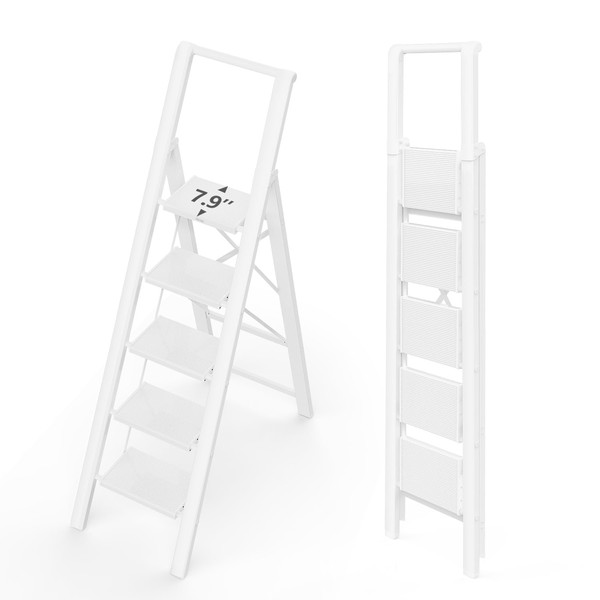 WOA WOA 5 Step Ladder, Stepping Ladder with Wide Rungs,