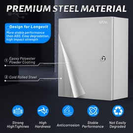 AUFUNIU Steel Electrical Junction Box, 20 x 16 x 8" Waterproof & Dustproof Electrical Enclosure, Outdoor & Indoor Universal Project Box with Lock & Mounting Plate