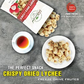 CRISPY DRIED LYCHEE 2.47 oz (70g) VIETFARMFOOD: Freeze-dried, no sugar added, naturally sweet. Nutritious, pure, and crunchy. Great for snacking, toppings, desserts, or healthy gifting.