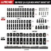 LLNDEI 1/4 & 3/8 Inch Drive Impact Socket Set, 186