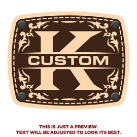 CityLocs Custom Initials Hat with Engraved Leather Patch - Letter: K, Hat Color: Military Green/Blk Trucker