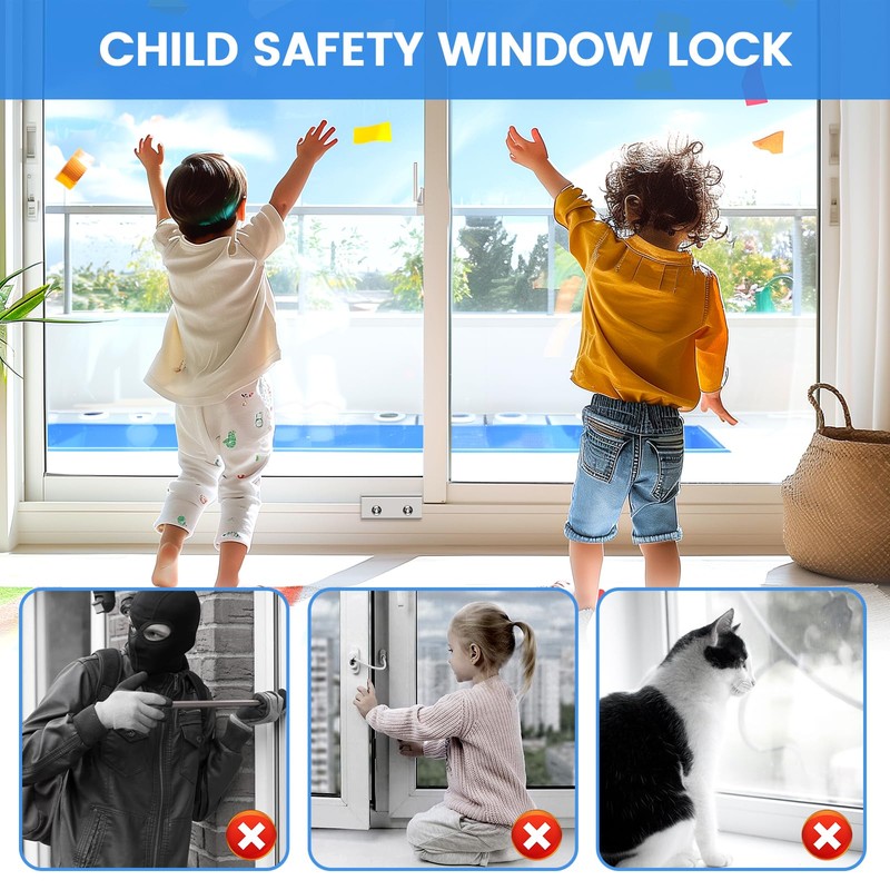 Window Locks,4 Sets Sliding Window Lock with Key, Window Locks