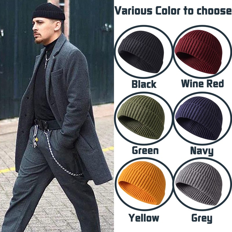 Winter Beanie Hat, Roll up Edge Skullcap Fisherman Beanie, Unisex