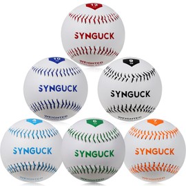 SYNGUCK Weighted Baseballs for Throwing - Help Increase Pitch Velocity Set of 6 Practice Baseballs (4/6/7/9/10/12oz)