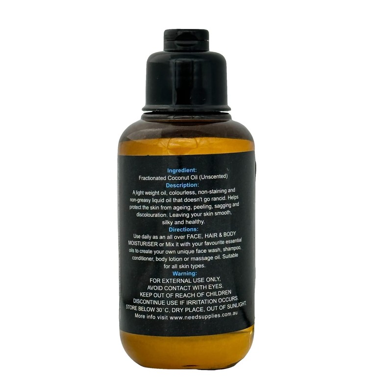 100% Pure Organic Fractionated Coconut Oil 100ml, 200ml to 20L