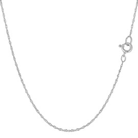 Jewelry Affairs 14k White Real Gold Rope Chain Necklace, 0.7mm, 16"