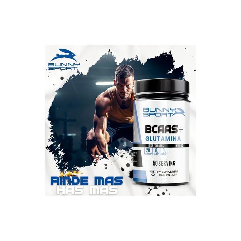 Aminoácidos Bcaas Glutamina Bunny Sport 50 Servicios 1kg