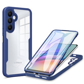 YUXING Full Body Case for Oppo A5X 5G, Dual-Layer 360° Shockproof Cover with Built-in Screen Protector, Clear Back, Easy Install-Blue