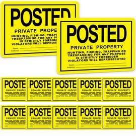 12 Pcs Posted Signs No Trespassing No Hunting Signs Metal Private Property Reflective Aluminum Sign for Warning No Hunting Fishing Trapping Indoor Outdoor(10 x 7 Inch)