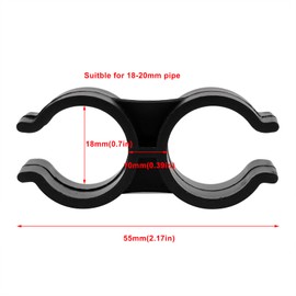 16Pcs Plastic Black Double Pipe Clamps, 20mm H-Type Double Port Pipe Clips, Warehouse Supermarket Shelf Pole Connector, Tube Buckle