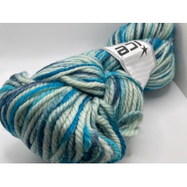 Bulky Wool Hand Paint Yarn Blues, Turquoise, Seafoam - 100% Wool 100 Gram (3.53 Ounces) 120 Meters (131 Yards)