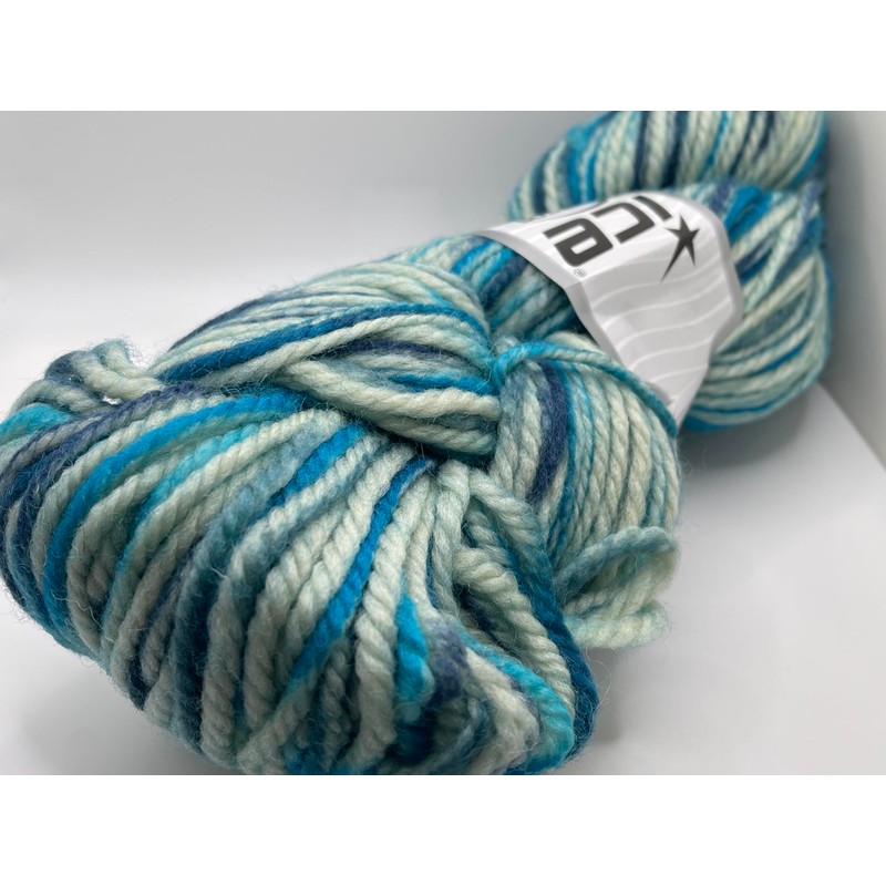 Bulky Wool Hand Paint Yarn Blues, Turquoise, Seafoam - 100%