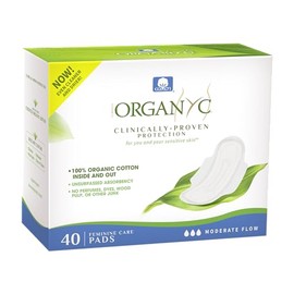 Paquete de 40 toallas sanitarias 100% algodón orgánico certificado, flujo moderado, absorción regular, embalaje más grande