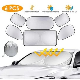 Tissting 6 Piece Car Wind Protection Windscreen Sun Protection Set, Car Wind Protection Sun Visor UV Protection Foldable Car Sun Protection Curtain for SUV, Truck, Car