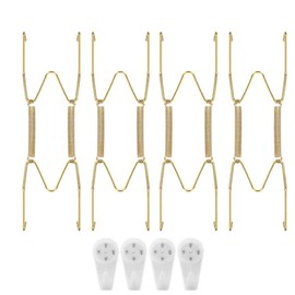 4 Pcs Plate Hangers for Walls Invisible Plate Hangers Stainless Steel W Shaped Spring Hook Holder Decorative Picture Hangers Wall Hooks for Decorative Plates and Art(8 Inch)