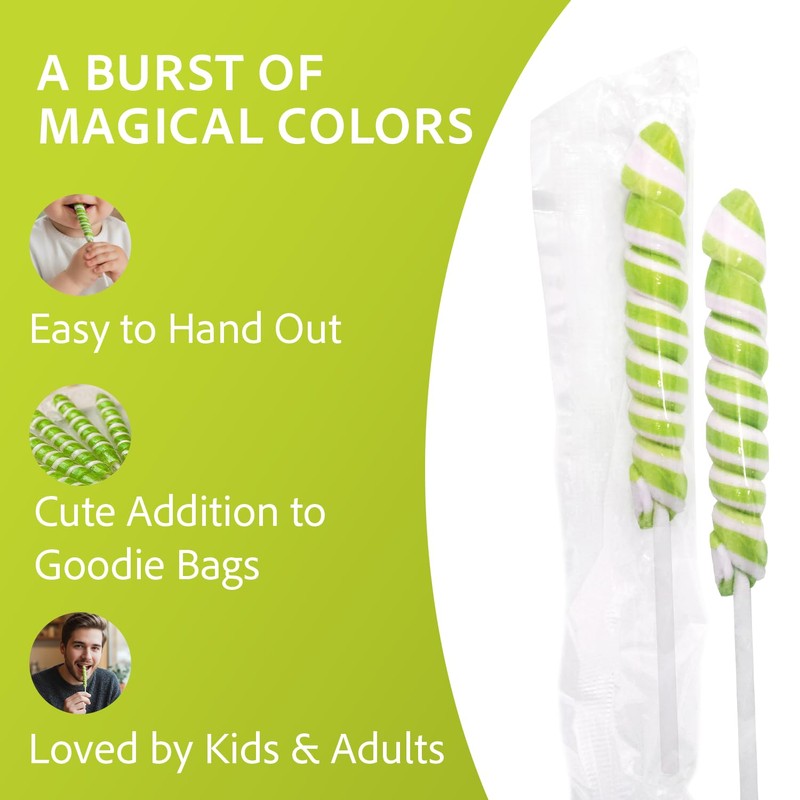 Adams & Brooks Bright Green Apple Mini Unicorn Pops, 10