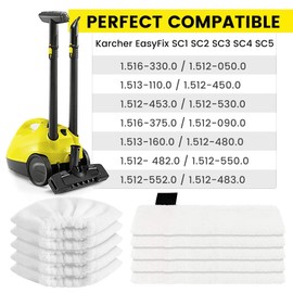 Sunnila 10 karcher Microfibre Cloth Cover Pads Set Washable 5 Floor Nozzles + 5 Hand Nozzles for Kärcher EasyFix SC2, SC3, SC4, SC5 Steam Cleaners Pack of 10