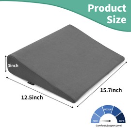 BUYUE Wedge Cushion for Butt Lift Women, Hard-Firm EVA Foam for Lift HIPS Up Fitness Training, Non-Slip Seat Cushion Pads for Desk Chairs, Car Seats, 15.7"x 12.5", Dark Gray