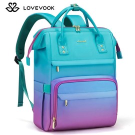 LOVEVOOK Gradient Laptop Backpack - Waterproof Work Computer Bag for College, Nurse, Travel, Work, Carry-On, School Supplies for Teacher, Student, Gift for Valentine's Day.:_Purple&red Gradient_15.6 inch
