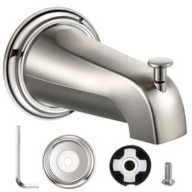 Dreyoo Slip On Diverter Tub Spout with Metal Cover Ring and Foam Gasket, Compatible with Kohler GP85556-CP, Bathroom Bathtub Faucet Set Replacement Fits 1/2'' Copper Water Tube (Brushed Nickel)