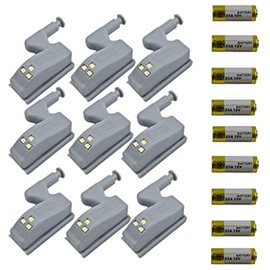 9 Pcs Universal Cabinet Cupboard Hinge LED Light Sensor Light for Modern Kitchen Home Lamp-Warm White with Battery