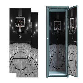 CEREJYPUZ 2 Pcs Locker Magnetic Wallpaper Basketball Court Black White Sports Hoop Stadium Lights 12" x 36" Wall Magnetic Sticker Removable Locker Accessories Decor Easy Install for Office School