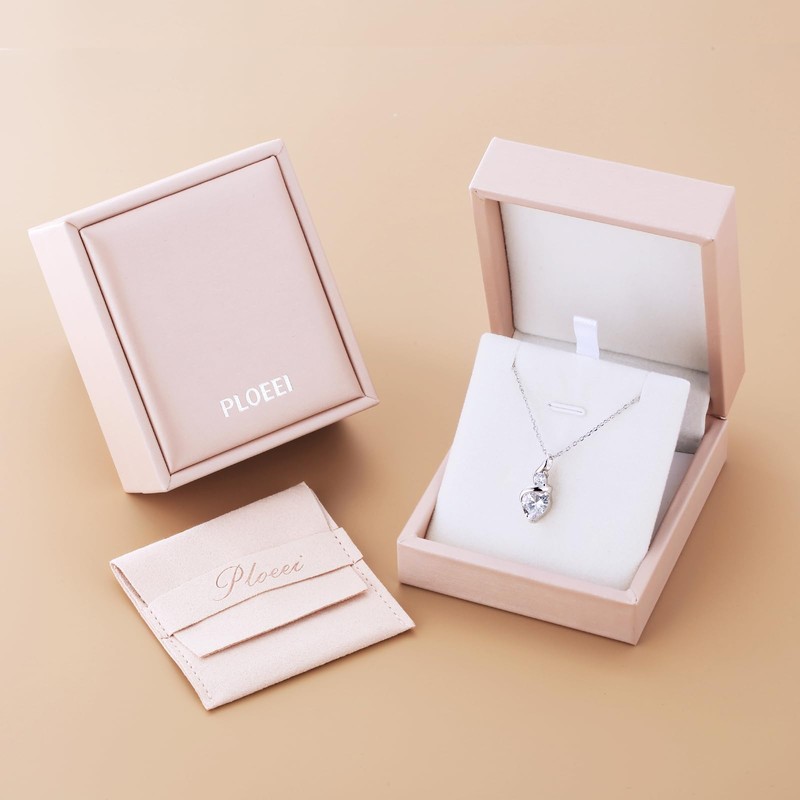 PLOEEI Heart Necklace for Women, 925 Sterling Silver Diamond Pendant