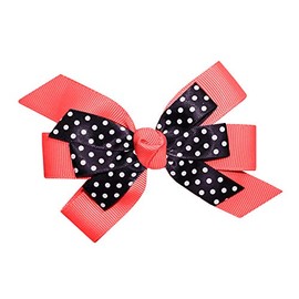 WD2U Girls 4.5" Black Dotted Grosgrain Boutique Hair Bow French Clip Barrette (Watermelon)
