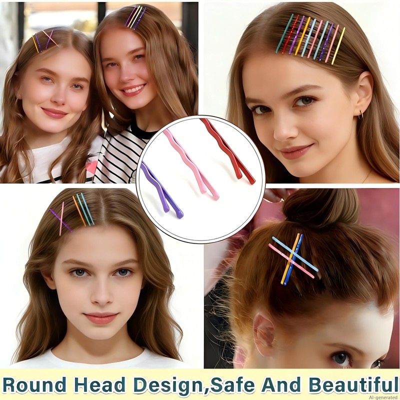 Multi-Color Bobby Pins, 2.2" Colorful cute Hair Clip Pins for