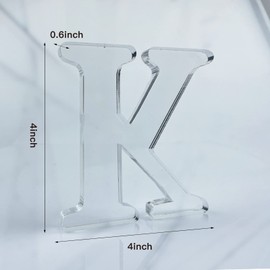 4 Inch Designable Acrylic Letters Unfinished Acrylic Letters for Wall Decor Decorative Standing Letters Slices Sign Board Decoration for Craft Home Party Projects (K)