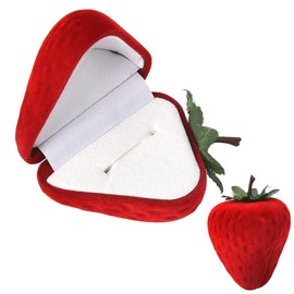 Red Velvet Strawberry Ring Box Gift Box for Husband Wife Wedding Ring Box Red Engagement Ring Boxes for Proposal Ring Box Wedding Valentine's Day Gifts for Boyfriend Girlfriend