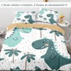 Morbuy-Shop Bettwäsche Kinder 155x220cm Kinderbettwäsche Jungen Dinosaur Bettbezug Weiß Blau