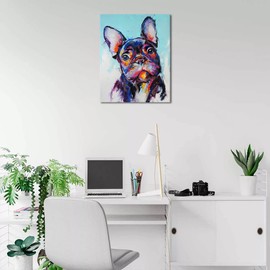 TISHIRON Oil Hand Painting French Bulldogs DIY Paint by Numbers Dog Portrait Painting on Canvas for Adults Beginner Kids Drawing with Brushes Christmas Gift Wall Decorations 16" W x 20" L