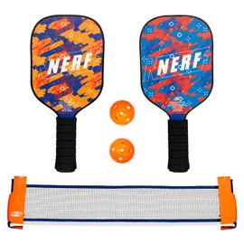 NERF Tabletop Pickleball Set - Mini Tabletop Pickleball Game - Retractable Net Up to 5 Feet - Fits Most Tables