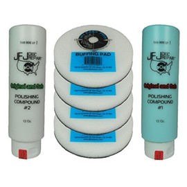 JFJ Combo Pack: 4 Buffing Pads, 2 Polish Compounds (#1 Blue, #2 White)