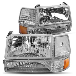 Headlight Assembly with Bumper Lamps Compatible with Ford F150 F250 F350 Bronco 92-96 Left Right Headlamp Set FO2503114 FO2502118 FO2550110 FO2551108 Factory Style CAAP-F15092-6P-OH-CHAM-HL