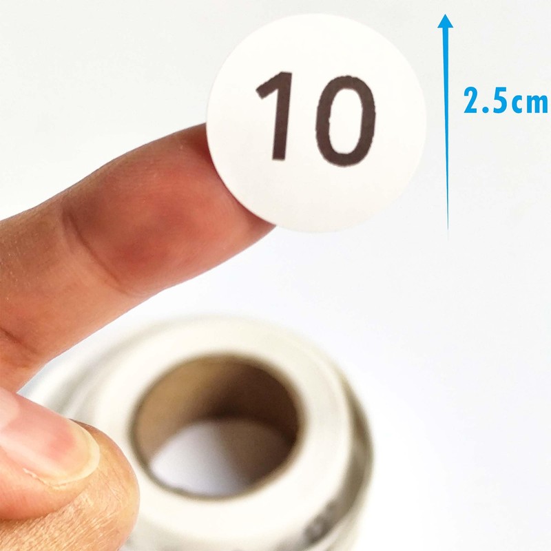 Set of 8 Number 1-100 Labels 25mm Round Number Stickers