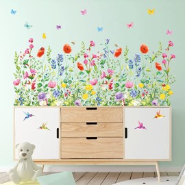 DECOWALL SG-2114 Garden Flowers Wall Sticker Decor Kindergarten Nursery Room