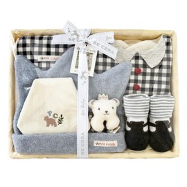 Petit Corolle Vicera Factory Baby Shower Gift Set, Prince of the Bear, M, Black, 6-piece Set, Made in Japan, Baby Gift