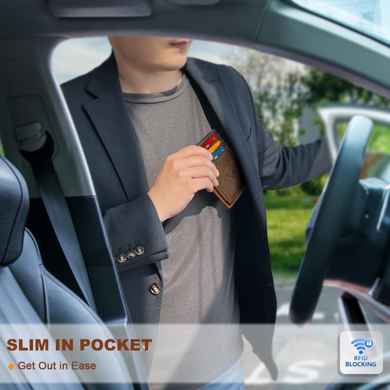 BULLIANT Magnetic Closure Slim Wallet-Genuine Leather Front Pocket Wallet for