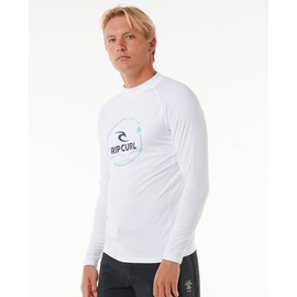 Rip Curl Men's Standard Island Vibe UPF 50 Long Sleeve Rashguard, White