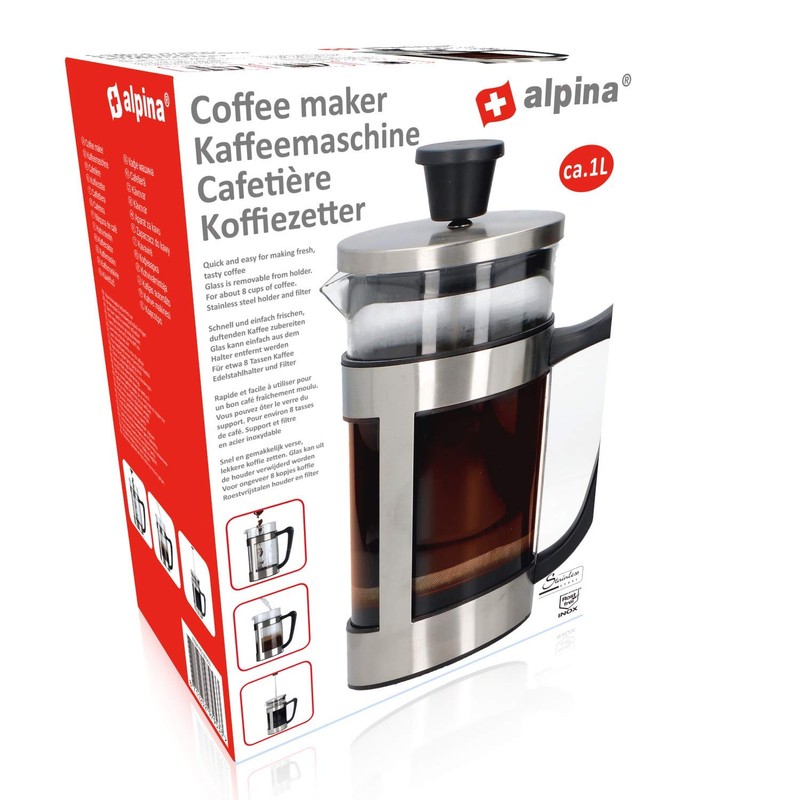 Cafetière - 1l - 8 Coffee - Stainless Steel/Glass/Plastic