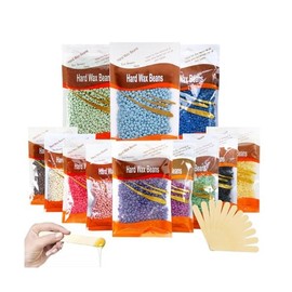 12PCS Hard Wax Beads for Hair Removal,Hair Removal Wax Beads for Face and body,At Home Waxing Bead with Sticks,Waxing Kit for All Skin Types