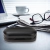 Eyeglass Case, Double Glasses Case Black Leather Eyeglass Box Contact