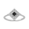 Sterling Silver Rhod Plated Black And White Diamond Ring -
