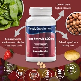 SimplySupplements Plant Steroles 800 mg - 120 Tablets - Suitable for Vegans - Supply for up to 4 Months
