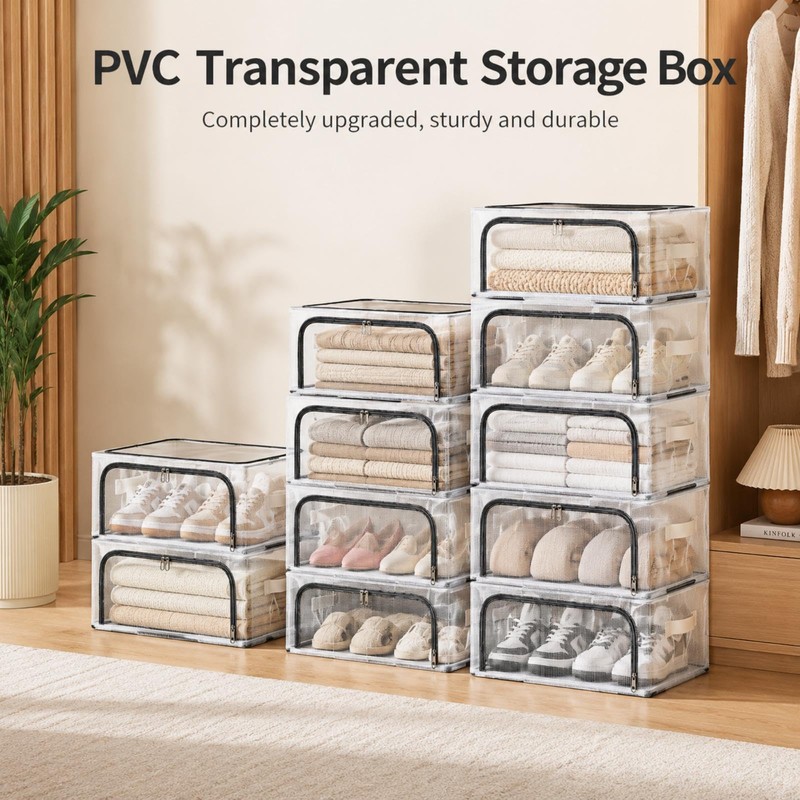 25L Under-Bed Storage Box Transparent PVC Storage Boxes with Lids