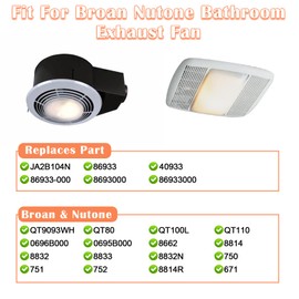 Hiorucet JA2B104N Fan Motor & Blower Wheel for Broan Nutone 86933, 40933, 86933000, 8693000, 0696B000, 0695B000 Bathroom Exhaust Fan Motor Assembly for QT9093WH, QT80, QT100L, QT110, 8662, 750, 751.